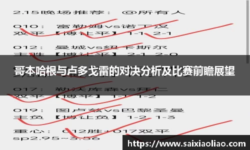 哥本哈根与卢多戈雷的对决分析及比赛前瞻展望